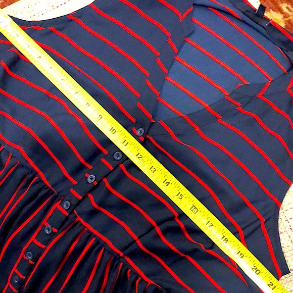 TORRID Navy & Red Stripe High Low Shirt Dress NWT Sz 0 - Picture 11 of 14